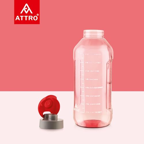 Image of ATTRO Ultra Pro Motivational 1.5-Liter BPA-Free Water Bottle with Leak-Proof Flip-Top Cap, Nylon Strap and Stylish Color for Daily Hydration- Red-Set of 2