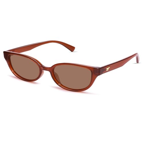 Image of VANLINKER Retro Semi Oval Polarized Sunglasses for Women Men Trendy Small 90s Style Vintage Narrow Rectangle Frame VL9833