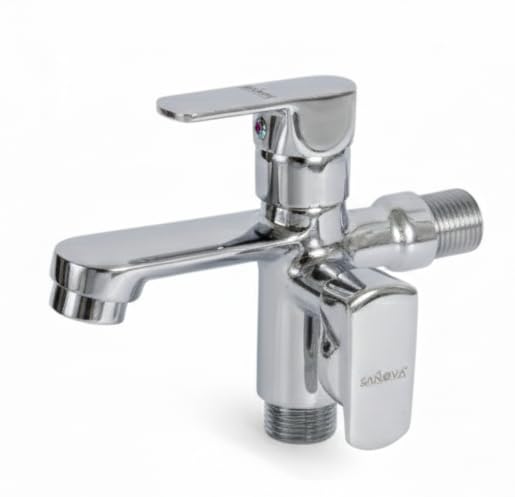 Sanova Donal Heavy Duty 2in1Bib Cock | Brass Cartridge | Steel Body | Heavy Handle | Chrome Finish | Wall Mounted Kitchen Sink Faucet-image-39