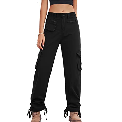 Pantalones Cargo Largos, Bolsillos Múltiples Pantalones Cargo Mujer Fibra De Poliéster Transpirable Ajustar La Longitud De Moda para Actividades Al Aire Libre (XXL)