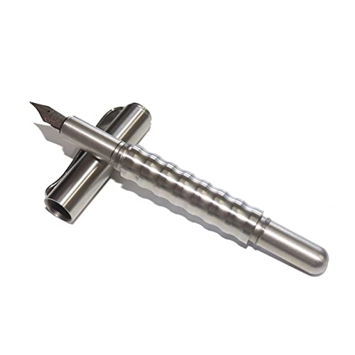 Duffire Stainless Steel Fountain Pen Fine Nib With Clip And Refillable Ink Converter, Silver Luxury Christmas Gift For Men And Women, Business Administrative Signature Pocket Writing #TOP1