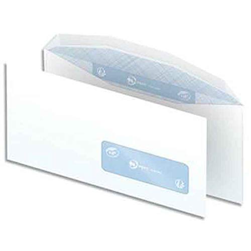 Boîte de 1000 enveloppes blanches gommées 80g mise sous pli automatique DL2 114X229 fenêtre 45x100