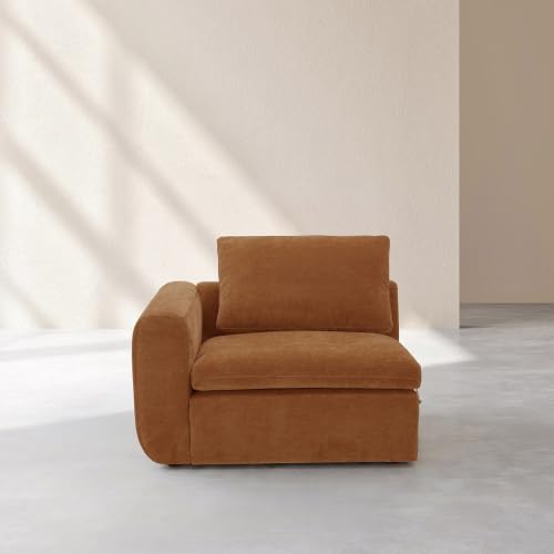 Habitat - Module d'angle Gauche 1 Place en Tissu - Marron Noisette Ameria