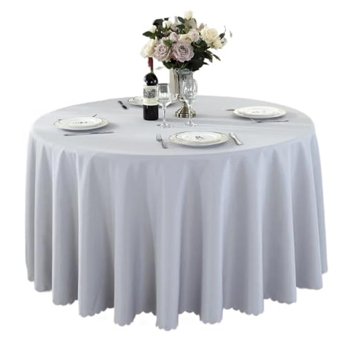 Nappe ronde argent 260cm antitache pour habiller une table usée