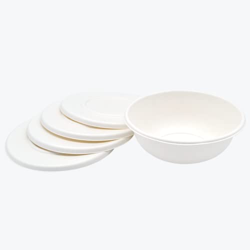 Reharvest 6.7\" Bowl Lids for 32 oz Bowls [Pack of 50], Heavy-Duty, 100% Biodegradable, Home Compostable, Plastic-Free, BPA-Free, Made of Plant-Based Sugarcane Bagasse Fibers - Thumbnail 6