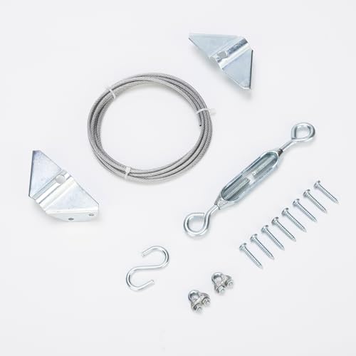 Anti Sag Gate Kit, Gate Hardware Prevents Sagging, Gate Anti Sag Hardware for Wooden Fence Features Steel Cable and Adjustable Turnbuckle to Support, Fence Tensioner Cable Kits, Sliver, 1 Pack