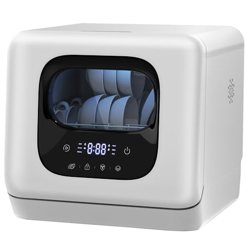 Countertop Dishwasher with 7.5L Built-in Water Tank,6 Washing Programs,Portable Dishwasher with High-Temp & Air-Dry Function,Dish Washer for Dorm,RV,Apartment,Glass,Fruit and Baby Products