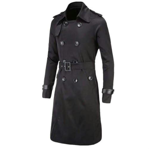 Chaqueta clásica estilo británico retro para hombre abrigo largo de negocios con cinturón ajustable