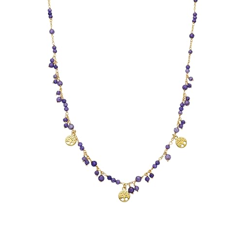 LUXENTER Collar con Cristal Morado acabado en Oro 18K. Color Morado. Collar Corto. Joyas para Mujer -Modelo Totez