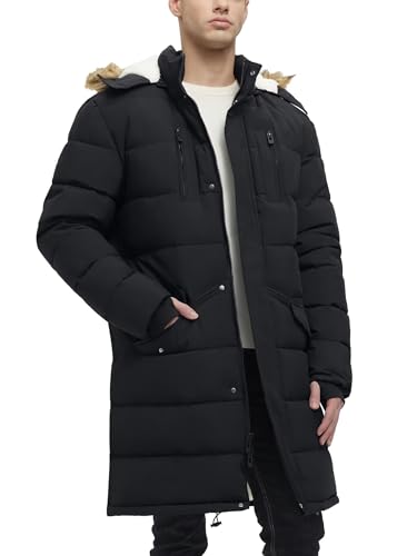 Men's Extra Long Fleece Puffer Jacket Outerwear Winter Coats Hooded Parka Warm Water-resistant Cold Weather3