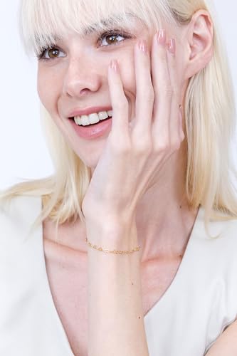 Hoops & Loops 925 Sterling Silver Heart Loop Link Chain Tennis Bracelet for Women Teen Girls, Silver, Yellow Gold, Rose Gold2