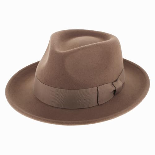 Image of Belfry Gangster Men's Fedora - Crushable 100% Wool Felt Hat, Stain Resistant & Travel Friendly Dress Fedora