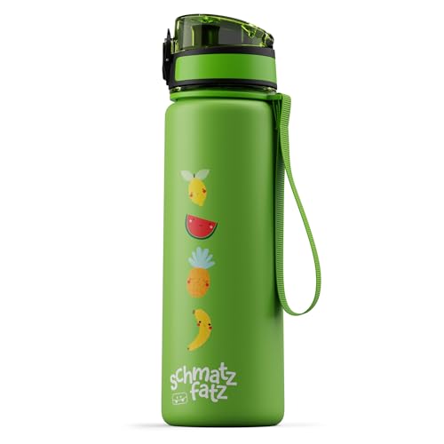 schmatzfatz Botella Infantil, 500 ml, a prueba de fugas, sin BPA, sin sabor, botella de agua deportiva para senderismo, colegio y gimnasio, con infusor de fruta