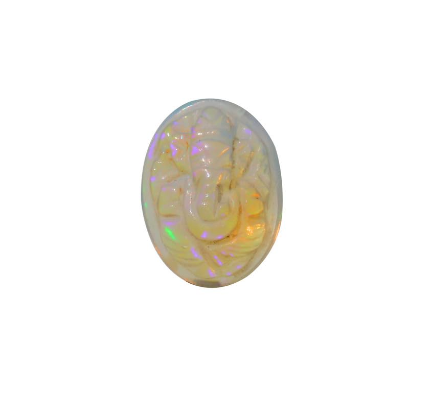 Sculpture Ganesh opale éthiopienne naturelle ovale de 4.5 cts