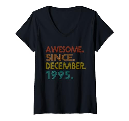 Awesome Since December 1995 Vintage Birthday 1995 Men Women T-Shirt mit V-Ausschnitt