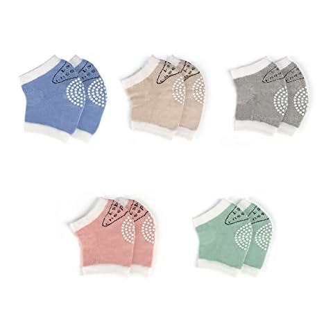 5 Pcs Baby Knee Pads, Baby Knee Protectors for Crawling, Baby Crawling Anti Slip Knee Pads, Crawling Safety Protector, Unisex Baby Toddlers Kneepads, Anti-Slip Soft Cotton Breathable, for 0-36 Months Cover