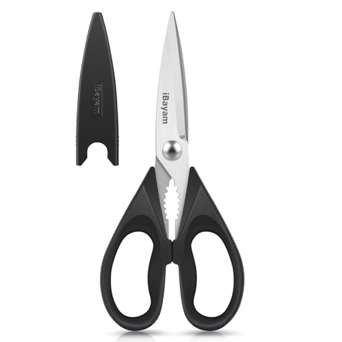 iBayam Stocking Stuffers for Men, White Elephant Gifts for Adults, Kitchen Scissors All Purpose Kitchen Shears 8.5" Cooking Scissors with Sheath, Black Kitchen Accessories, Kitchen Gadgets Utensils