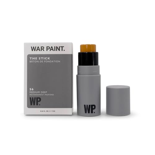 War Paint Corrector y base de maquillaje en barra multiusos for Men. Uniformiza el tono de piel y cubre imperfecciones y ojeras. Aplicación rápida. T6 Medium Deep (7,5 g).