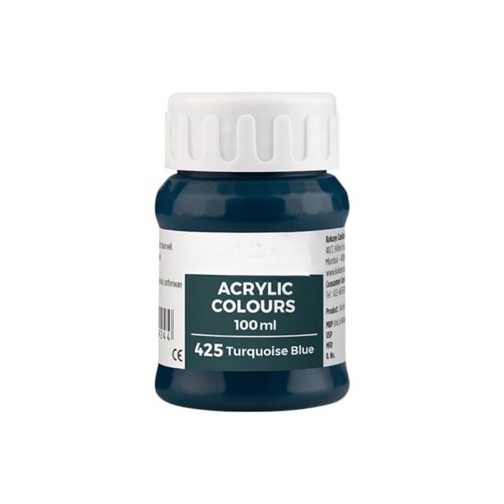 Image of Acrylic Colour (Fabric Colour) | 100 ml.- 100ml, Multi-Surface, Skin-Friendly & Vegan | (425 Turquoise Blue)