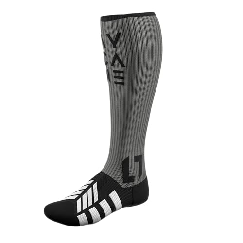 A-SHIELD Cut-Resistant Hockey Socks, Seamless Toe, Lace-Bite Protection, A5 Level, Quick-Dry & Moisture-Wicking, Grey