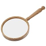 Ciieeo Leselupe Vintage Holzoptik 10 fache Vergrößerung Große Handlupe aus Glas Handlich für Senioren und Lesen Beobachten und Detailarbeit