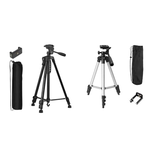 Image of Tygot 3366 Aluminum Tripod (55-Inch), Universal Lightweight Tripod with Mobile Phone Holder Mount &