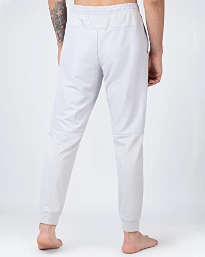 Apana Mens Track Pant Mixed Media Woven Yoga Training Jogger Sweatpants With Pockets (Skylight, Large) #TOP1