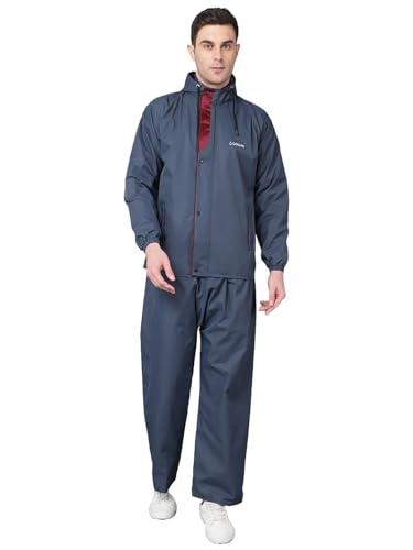 Image of Dollar Rainguard Men's PVC Full Sleeve Solid Reversible Sporty Raincoat Set With Adjustable Hood and Pocket