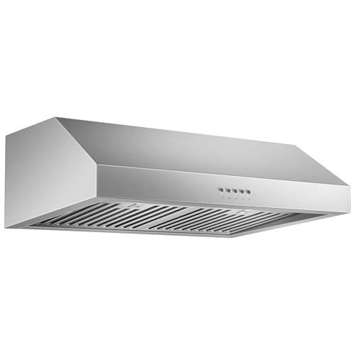 Image of Tiesay 30 Inch Under Cabinet Range Hood 900 CFM with Ductless Convertible Duct Kitchen Hoods, 3-Speed Adjustable, Dishwasher Safe Baffle Filters, LED Lights, Stainless Steel, Button Control
