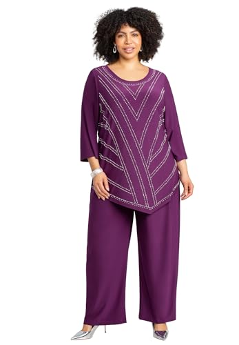Catherines Women's Plus Size 2-Piece Dazzle Zig Zag Pant Set