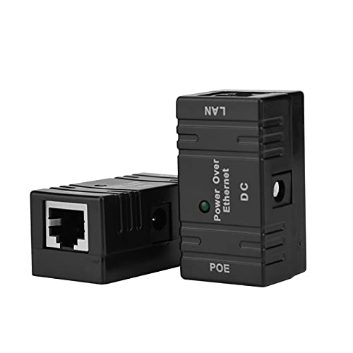 Mingzhe Inyector POE, Módulo de Fuente de Alimentación POE, Adaptador Ethernet, Divisor con Luz LED, Entrada DC 5-48 V, Montaje en Pared, para Cámaras IP (Negro), 2 Unidades miniatura 2