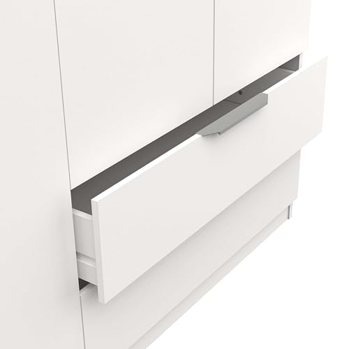 Miroytengo Armario Ghost Grande, Vestidor con Diferentes Compartimentos, 8 Puertas y 2 Cajones, Blanco Mate o Roble Kronberg o en Blanco y Roble 203x158x51 cm - imagen 5