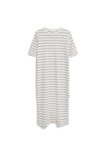 ARMEDANGELS Damen Heavyweight Jerseykleid aus recyceltem Baumwoll Mix XELINAA FINE Stripe Loose Fit Undyed-Black XL