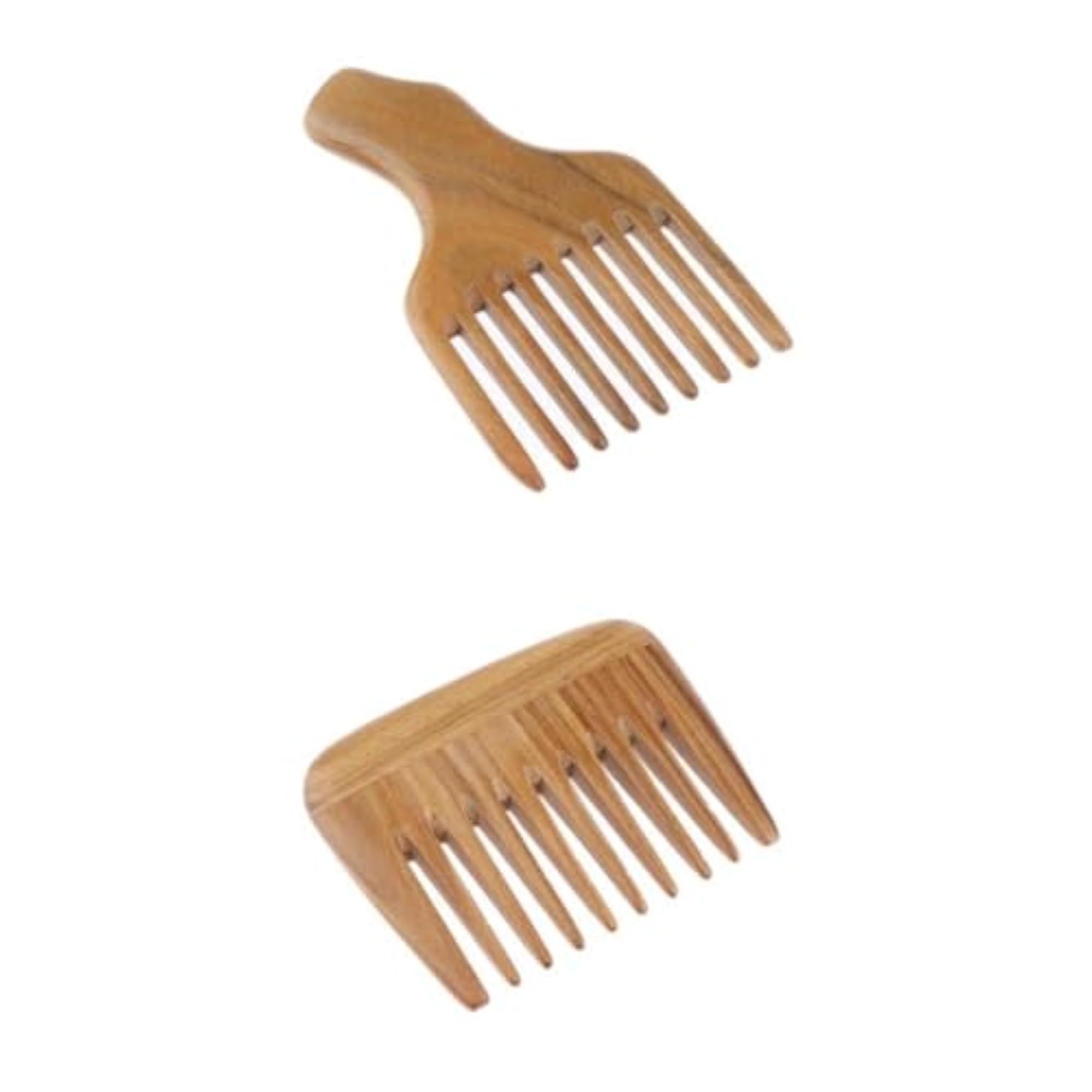 2X Detangle Wood Pick Combs, Anti-Static Hair Care