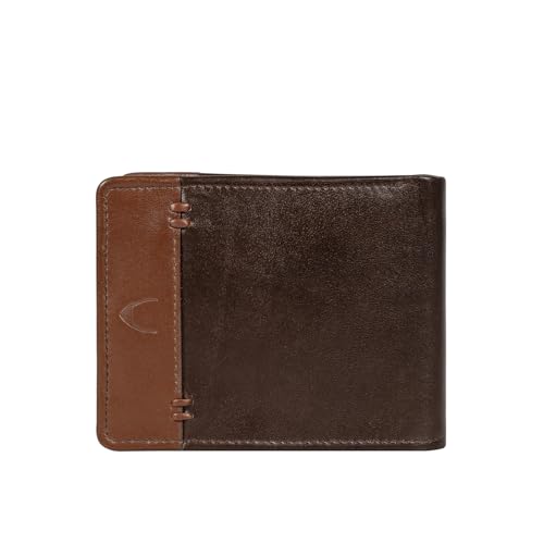 Image of Hidesign Andover W2 Genuine Leather Men's Tri Fold Wallet (Dark Brown)