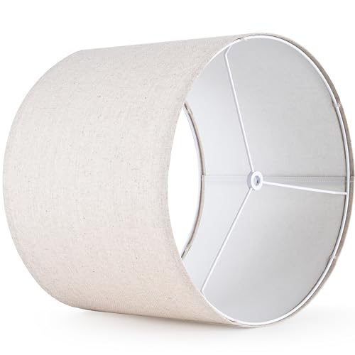 Go&So Beige Medium Drum Lamp Shade For Table Lamps Floor Lamps- 13 "Top X 13 Inch Bottom X 10 "High(Spider) Oatmeal Linen Shade Replacement Lampshade Barrel Lampshade Fabric -Rustic -1 Pack Easy Assembly thumb #4