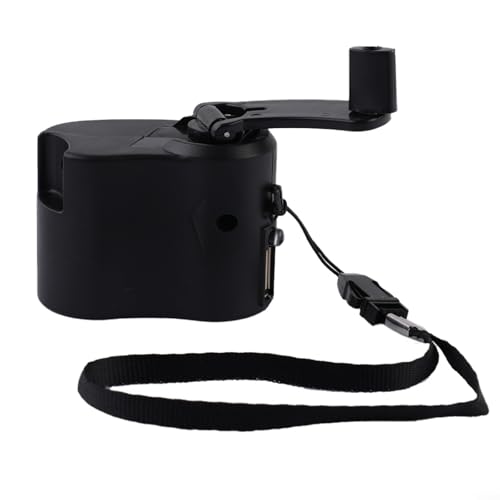 Manivela Cargador USB Generador Manual Dinamo Fuente de alimentación móvil, convertidor de energía mecánico Cargador de manivela USB para viajes al aire libre (negro)