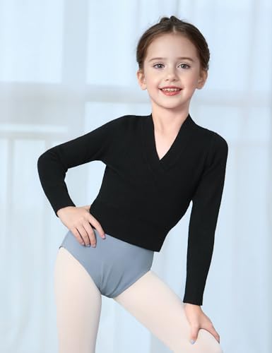 Image of Dance Sweater for Girls Long Sleeve V-Neck Top Sweater for Ballet /Gymnastics /Sports