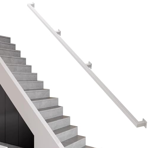 Rambarde d'escalier blanche de 2,13 m en kit de tubes métalliques