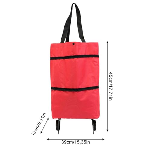 Einkaufstasche mit Rädern – Oxford-Stoff, Einkaufstasche mit Rad, tragbar, faltbar, mit Reißverschluss, zweistufig, mit Tragetasche – Bild 5