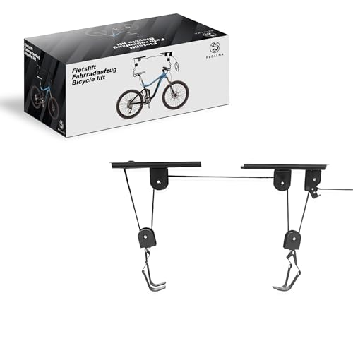 Recalma Fahrradlift Flaschenzug, Fahrrad Deckenhalterung, Tragkraft bis 60 kg, Fahrradhalterung Seilzug Für fahrräder und E-Bikes, Deckenlift Fahrradaufhängung Wand, Universalle Fahrrad Halterungen Recalma Fahrradlift Flaschenzug, Fahrrad Deckenhalterung, Tragkraft bis 60 kg, Fahrradhalterung Seilzug Für fahrräder und E-Bikes, Deckenlift Fahrradaufhängung Wand, Universalle Fahrrad Halterungen