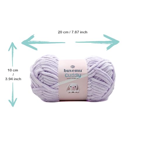 Image of Cuddly Velvet Chenille Yarn, Super Soft Fluffy Bulky for Knitting Crocheting Crafting Blanket Amigurumi, Durable for Shedding, 100 Gram (3.53 Ounces) 109 Yards (100 Meters) (Lilac) (3 Skeins)