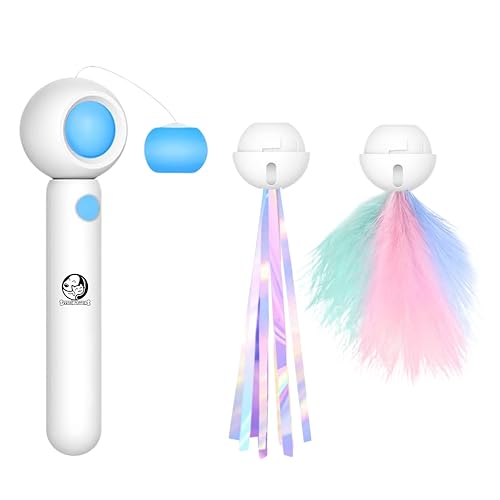 Image of Foodie Puppies Retractable Cat Teaser Wand Toy with Laser Light, Feather Bell Refills & Colorful Tassels for Cats & Kittens | Adjustable, Recycling Design | Interactive Toy for Playing & Pouncing