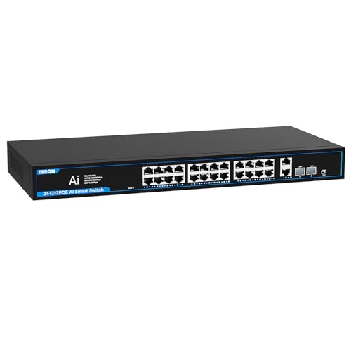 Image of PoE+ Ethernet Switch,IEEE802.3af /at, Up to 30W,Base-T,Desktop /Wall Mount, for AP & IP Cameras,Home,Gaming,Office,Plug & Play | Shielded Ports | Fanless Quiet,1 Gigabit 28 Port,320W