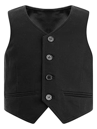 TiaoBug Boys Formal Vests Kids Dressy Causal Tops Button Closure Tuxedo Suit Waistcoat Uniform Blazer Jacket3