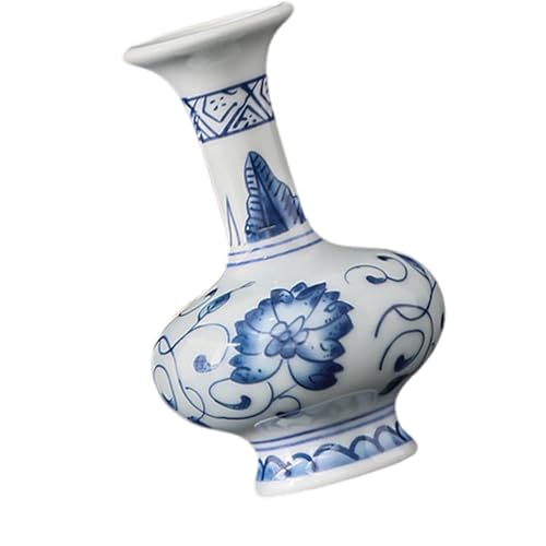 Jarrones en miniatura de porcelana azul y blanca clásica con aspecto vintage para plantas hidropónicas, maceta de cerámica china antigua