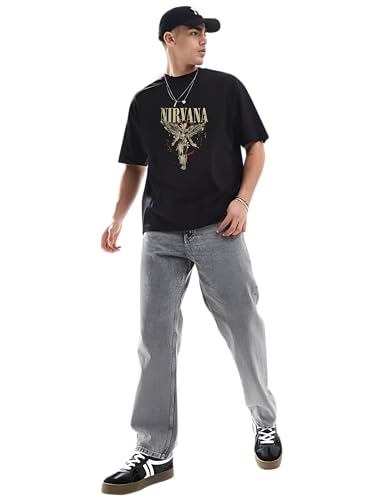 Image of RAN ELEVEN Grunge Angel Oversized T-Shirt for Men | Front & Back Winged Figure Graphic Inspired by 90s Rock | 100% Cotton | Streetwear & Casual Wear