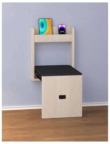 Genérico Banco Zapatero Detrás de la Puerta, Banco Abatible de 40 cm de Ancho con Fondo Plegado de 7 cm, Cojín de PU y Bandeja Superior, para Entrada, Pasillo y Armario(E)
