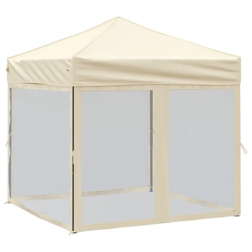 vidaXL Carpa para Fiestas Plegable con Paredes Laterales Pabellón de Eventos Tienda Cenador Jardín Patio Exterior Camping Acampadas Crema 2x2 m