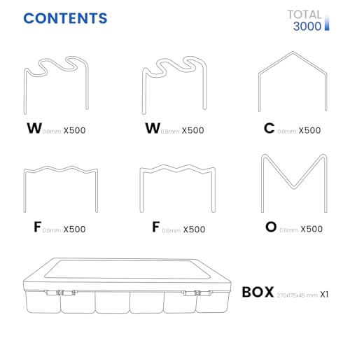Allturn 3000 Pieces Hot Staples Welding Rods Bumper Repair Welding Wire for Repair Machine Car Bumpers Dashboards Lamp Holders Plastics Rings Daily Plastics Supplies 0.8 0.6 mm